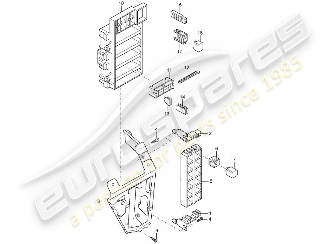 porsche 2004 (carrera gt) boite a fusibles/plaque relais - tableau de bord schéma des pièces