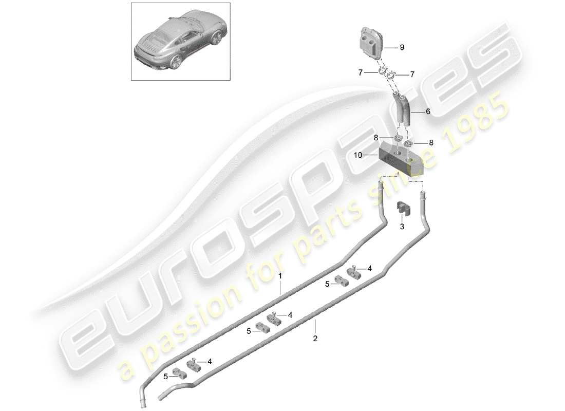 porsche 991 turbo (2020) schéma des pièces du chauffage