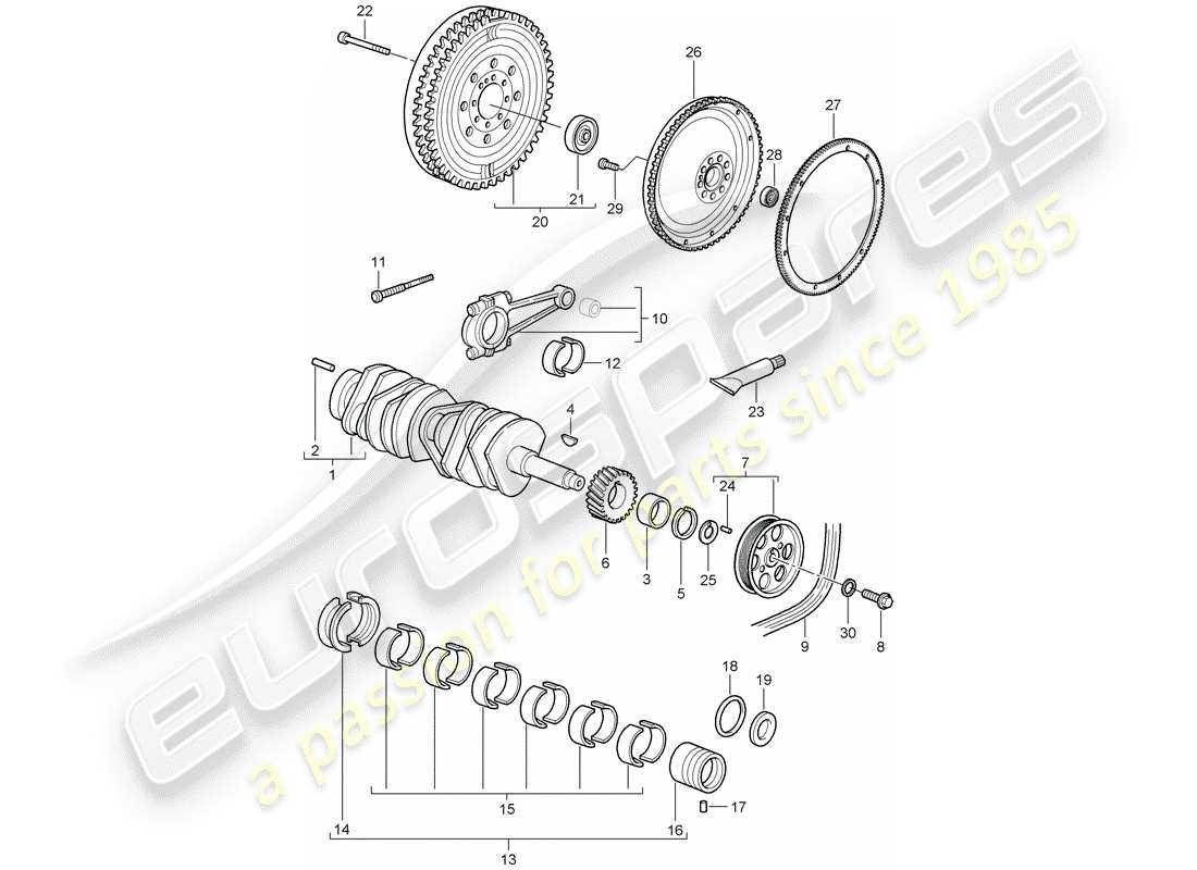 porsche 2007 (997-1 gt3) diagramme de pièce de vilebrequin