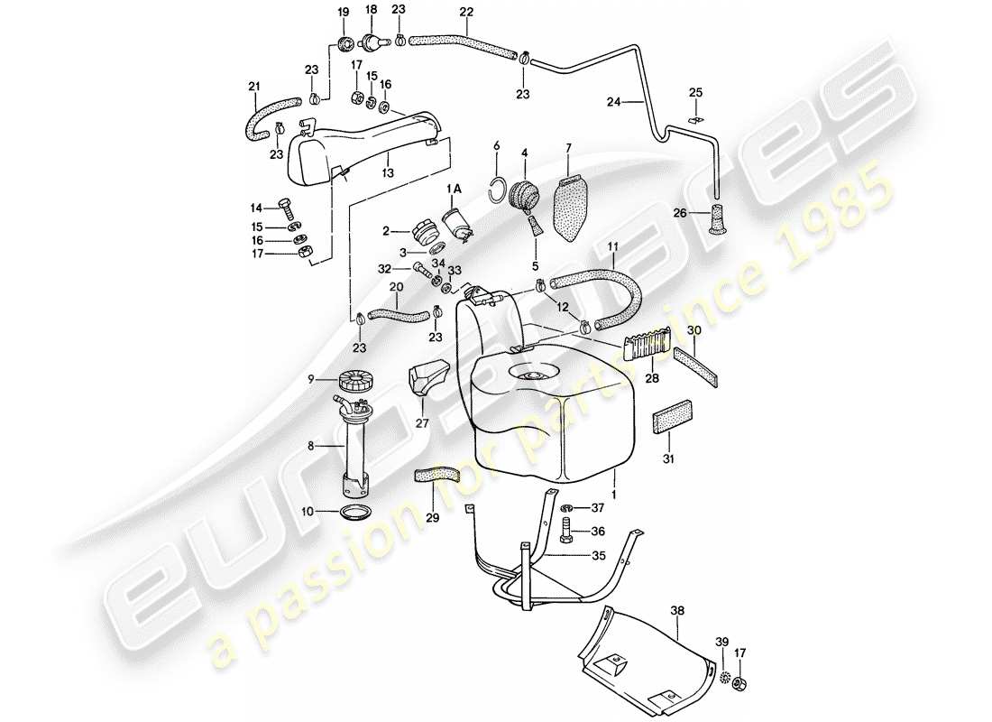 porsche 1981 (928) réservoir de carburant schéma des pièces