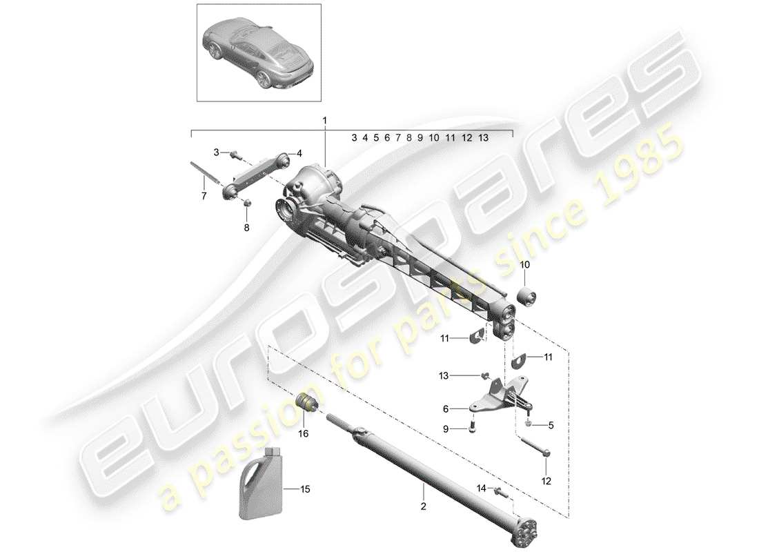 porsche 991 turbo (2020) différentiel d'essieu avant schéma des pièces