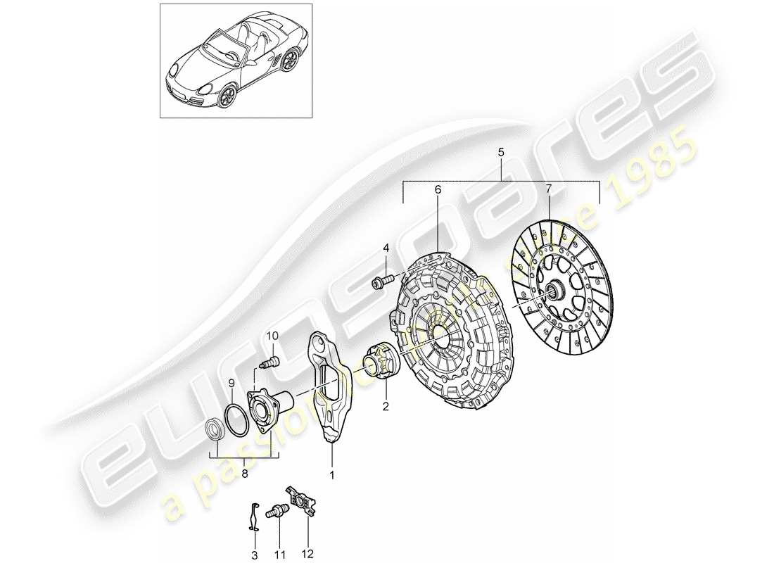 porsche 2006 (987 boxster) embrayage schéma des pièces