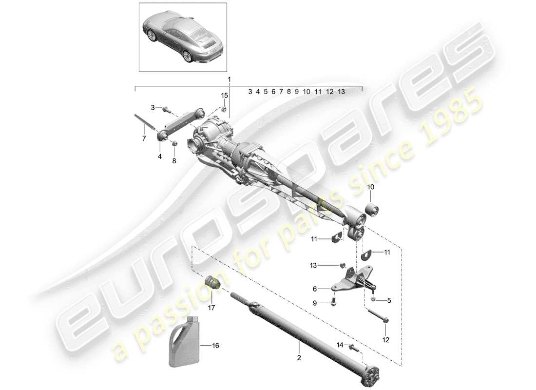 porsche 2019 (991-2) différentiel d'essieu avant schéma des pièces