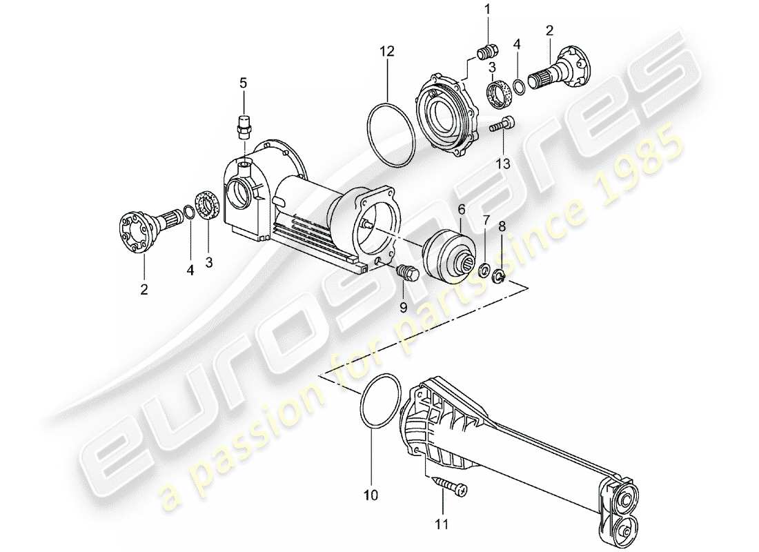 porsche 2002 (996 turbo / gt2) différentiel d'essieu avant - embrayage visqueux - pièces individuelles schéma des pièces
