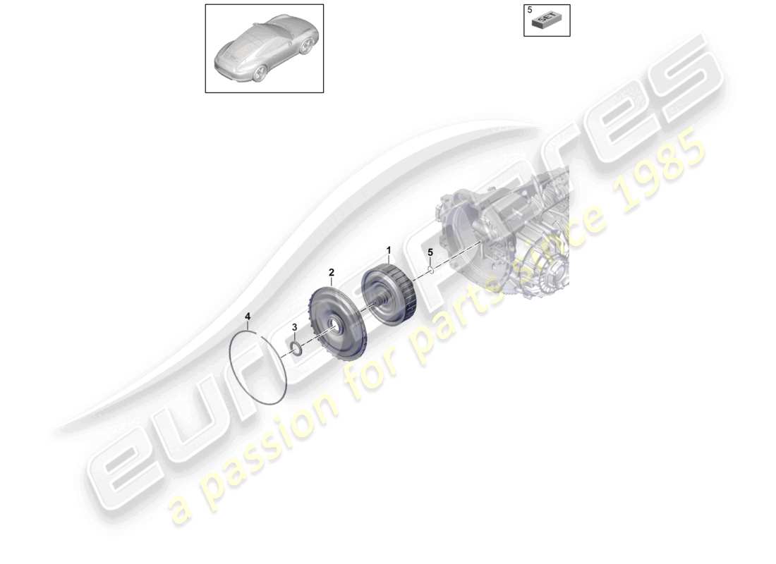 porsche 2012 (991-1) - pdk - embrayage de boîte de vitesses pour boîte de vitesses à double embrayage schéma des pièces