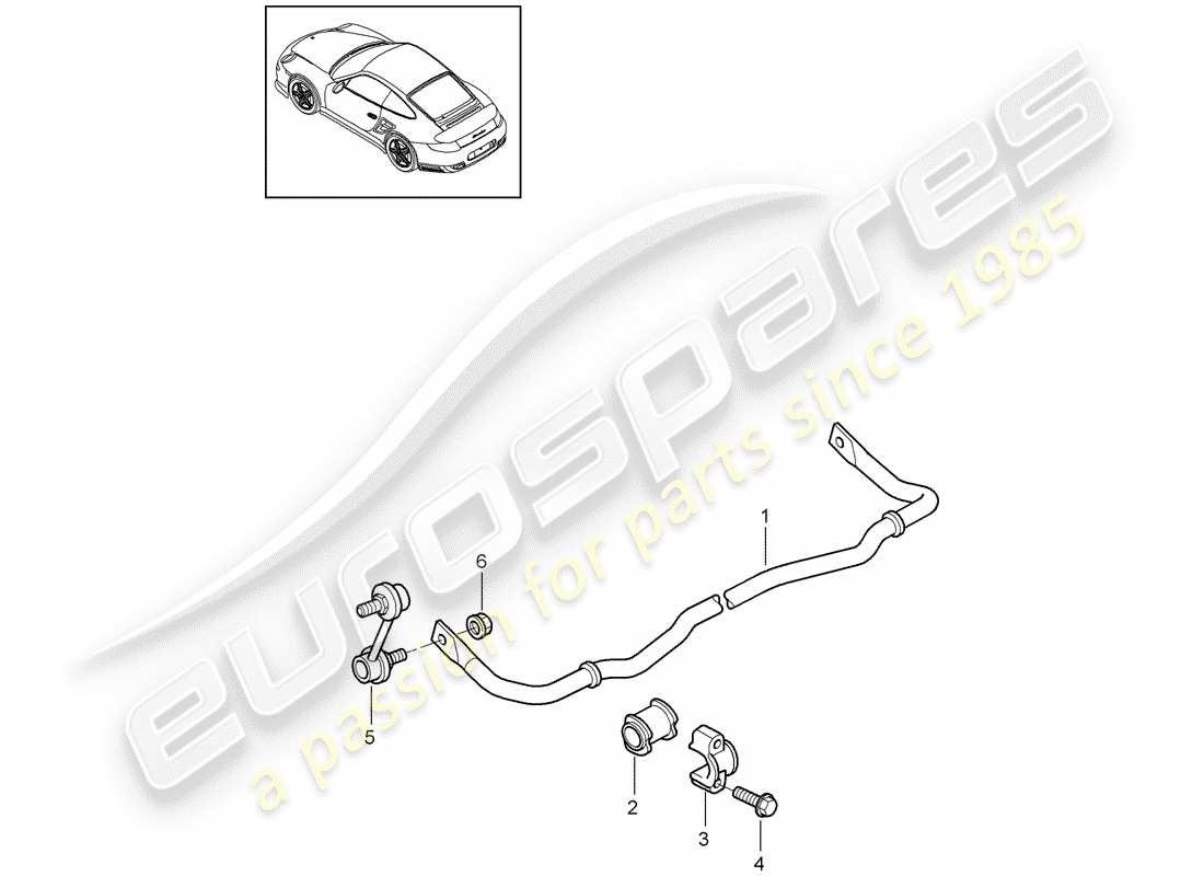 porsche 2012 (997-2 turbo / gt2 rs) schéma des pièces du stabilisateur