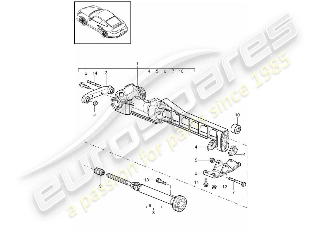 porsche 2012 (997-2 turbo / gt2 rs) différentiel d'essieu avant schéma des pièces