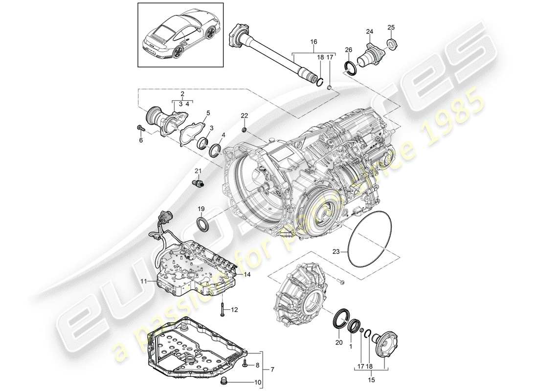 porsche 2011 (997-2 turbo / gt2 rs) -pdk-diagramme des pièces