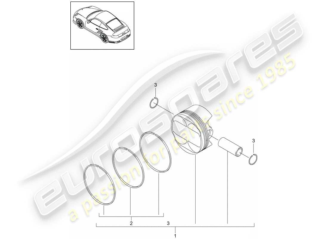 porsche 2013 (997-2 turbo / gt2 rs) piston schéma des pièces