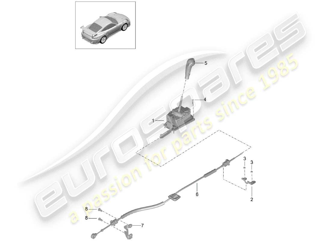 porsche 991 turbo (2020) levier sélecteur schéma des pièces