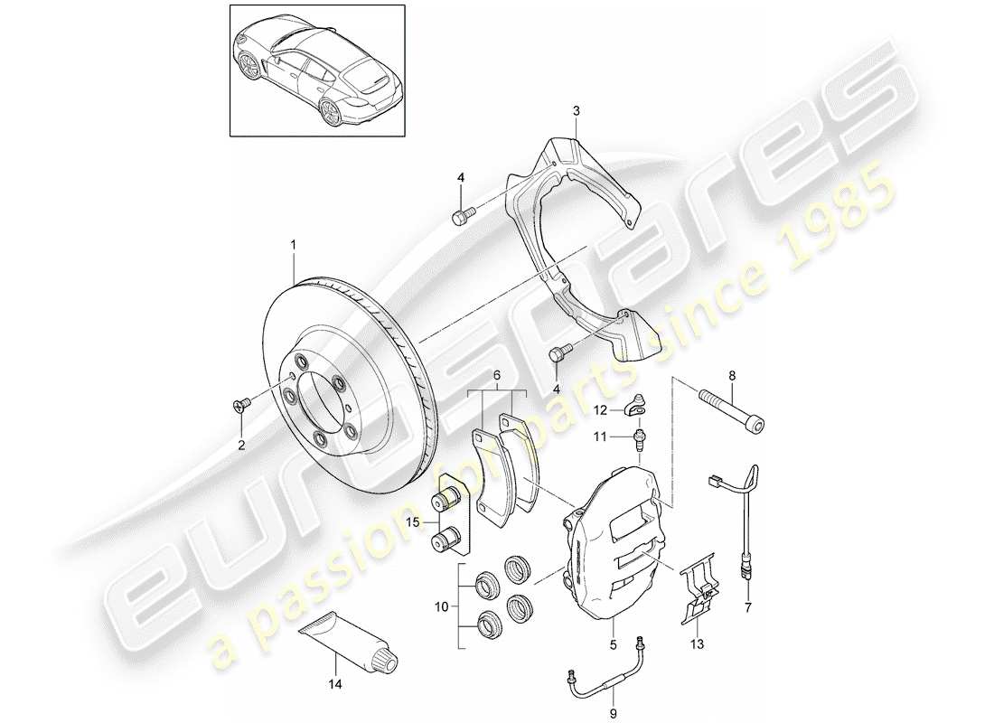 porsche 2012 (panamera 970) freins à disque schéma des pièces