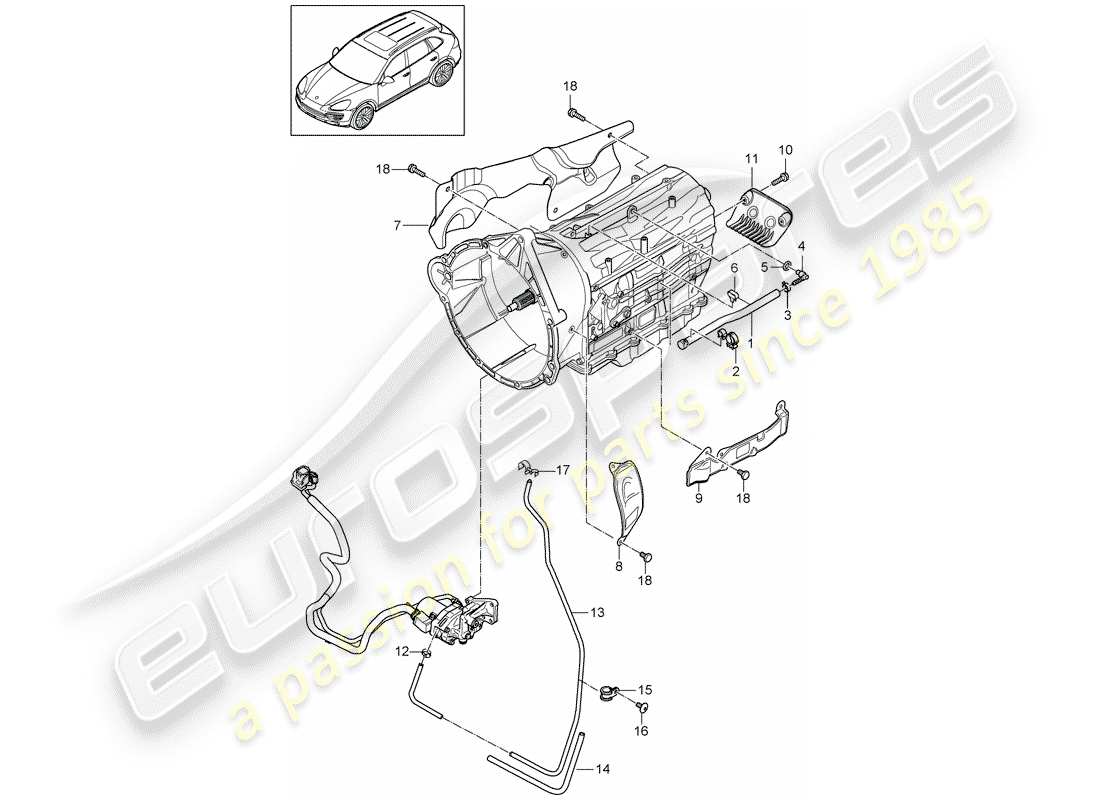 porsche 2011 (cayenne e2 92a) 8-speed schéma des pièces de la boîte de vitesses automatique