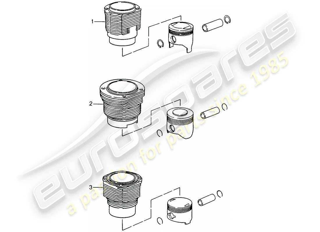 porsche replacement catalogue (1978) cylindre avec pistons schéma des pièces