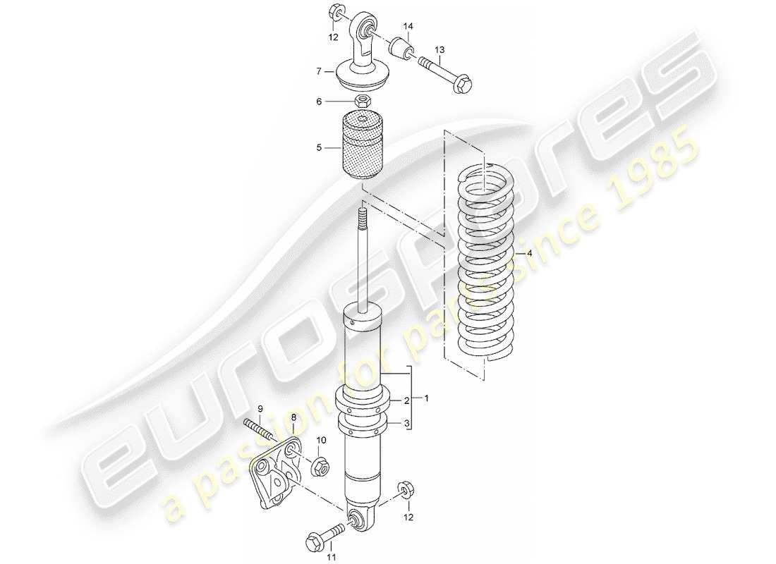 porsche 2004 (carrera gt) suspension - amortisseur - support - schéma des pièces