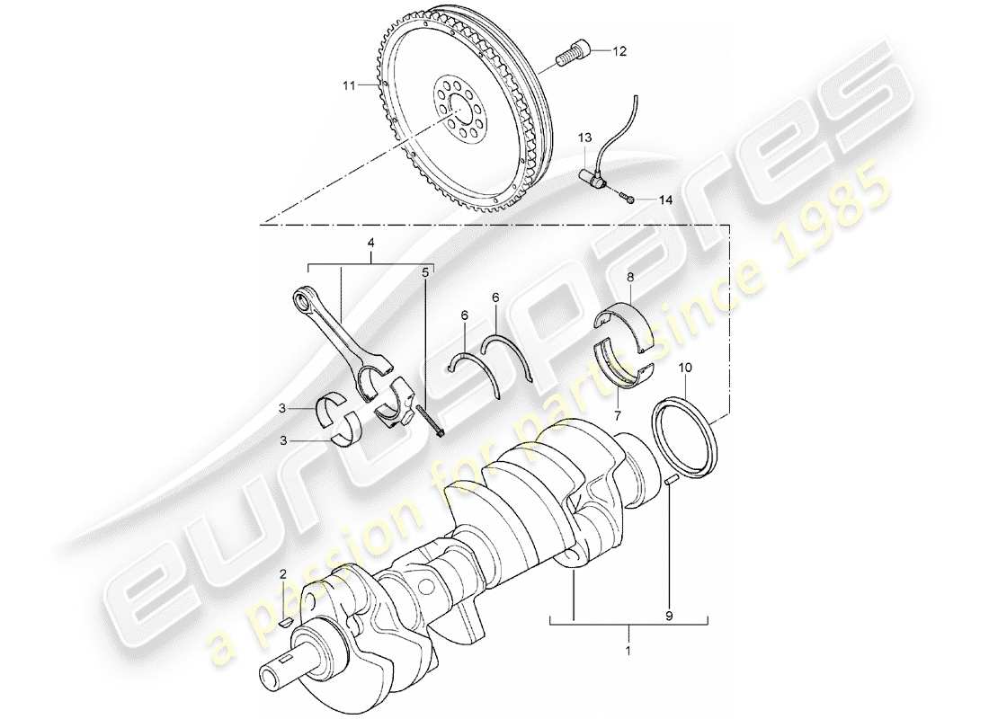 porsche 2004 (cayenne e1 9pa) diagramme de pièce de vilebrequin