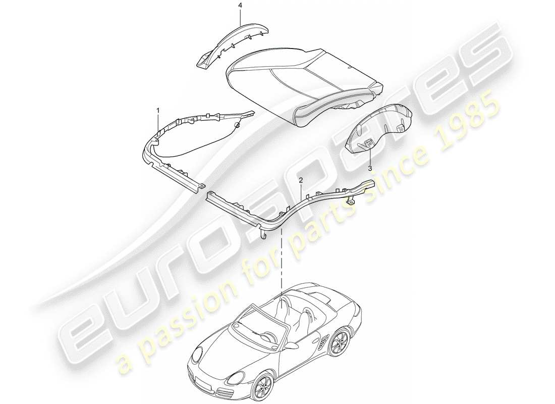 porsche 2010 (987 boxster) support de coussin schéma des pièces