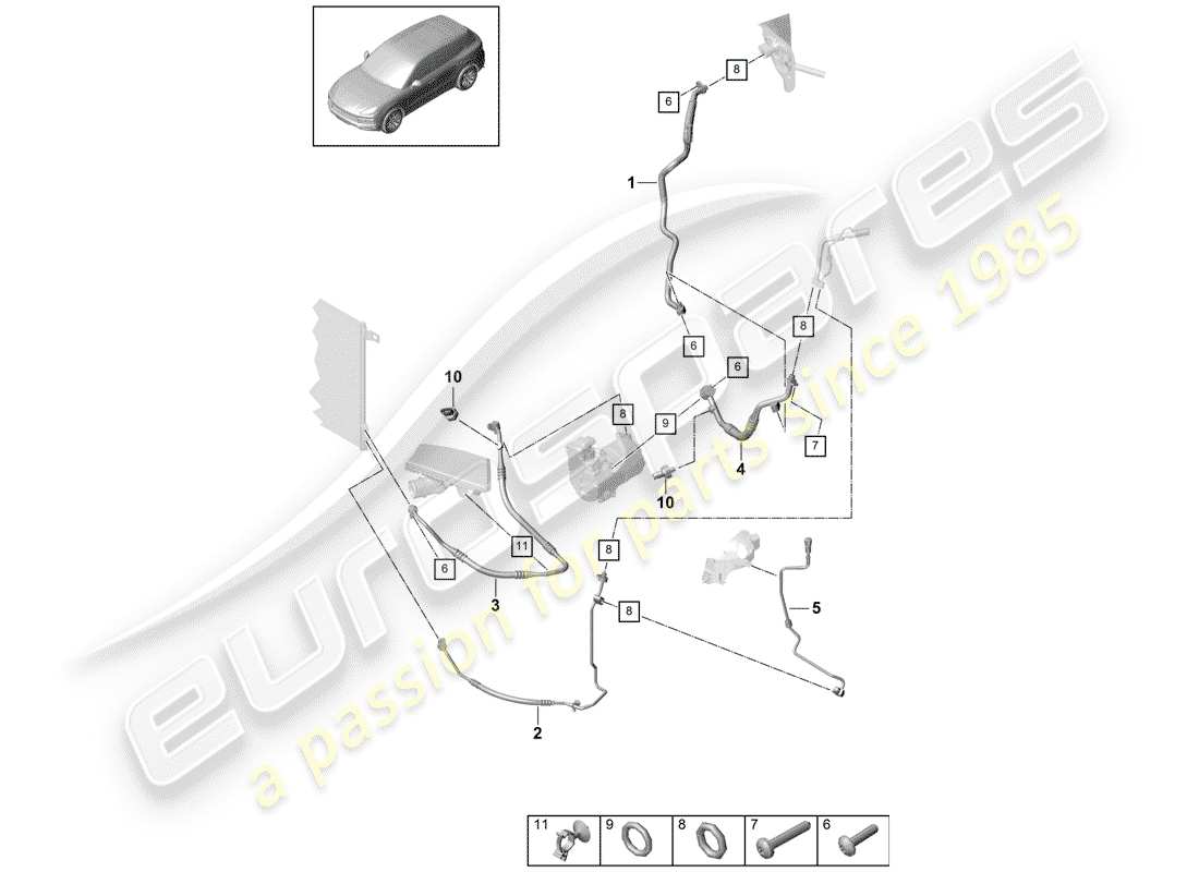 porsche 2019 (cayenne e3 9ya/9yb) circuit réfrigérant schéma des pièces