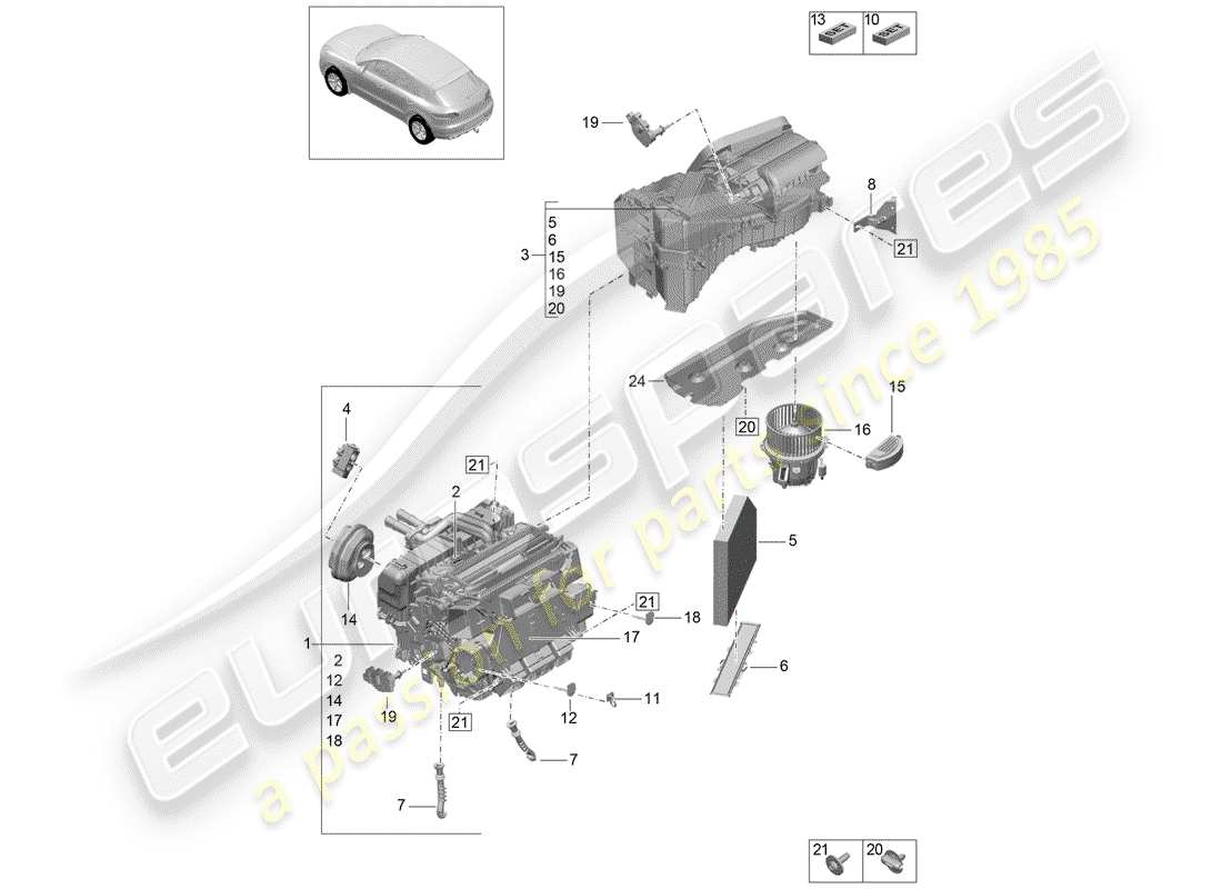 porsche 2014 (macan) climatiseur schéma des pièces