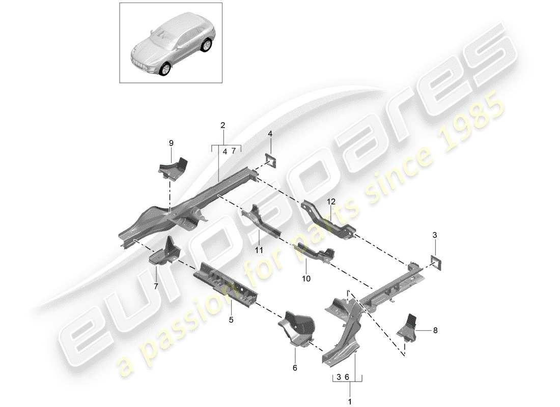 porsche 2015 (macan) cadre schéma des pièces