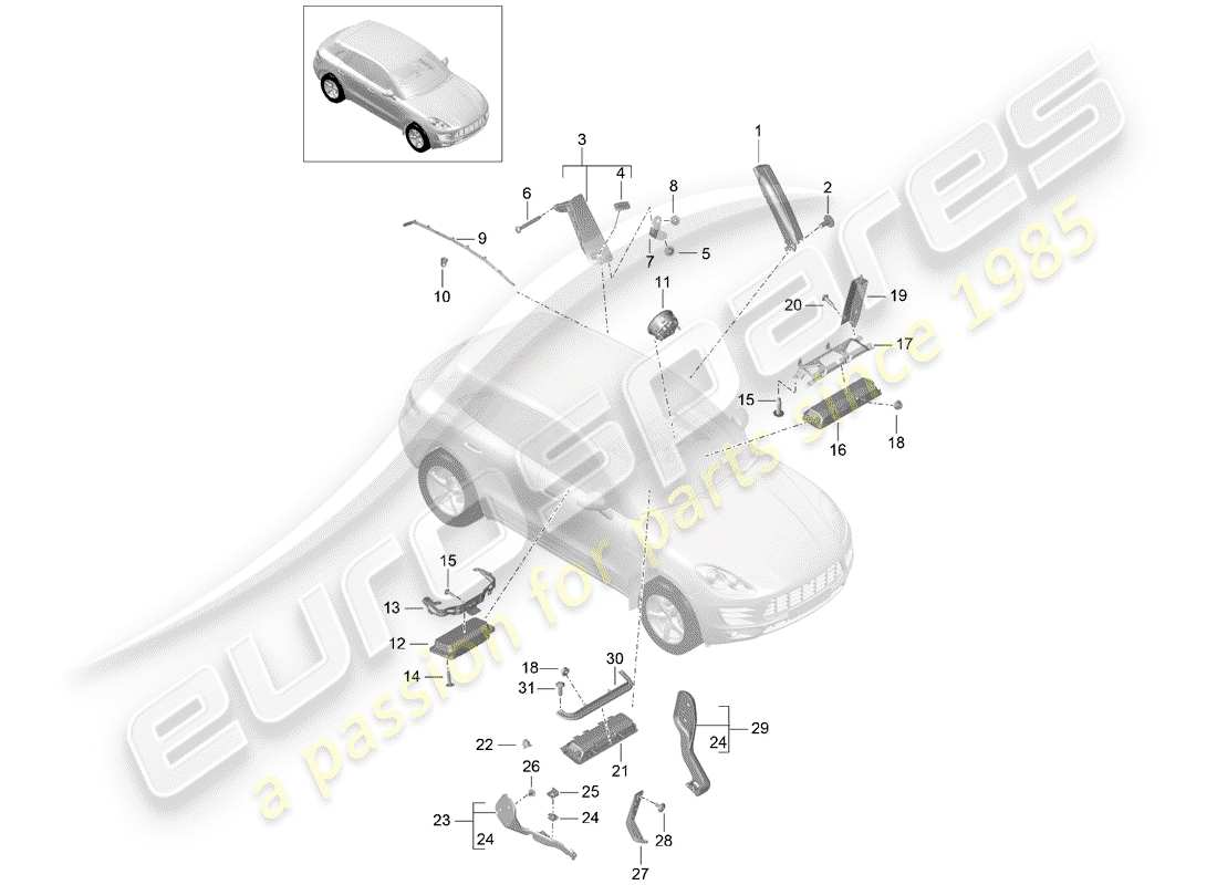 porsche 2015 (macan) airbag schéma des pièces
