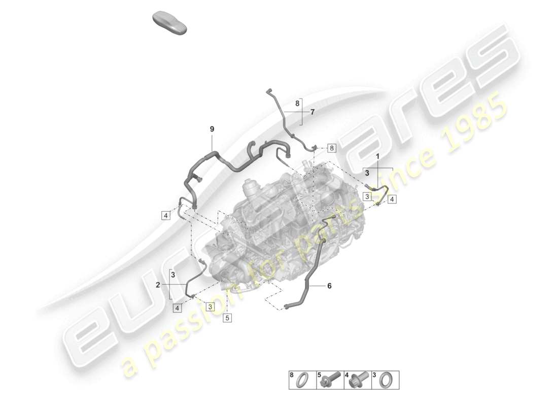 porsche 2020 (992-1) ventilation du carter moteur conduite de reniflard schéma des pièces