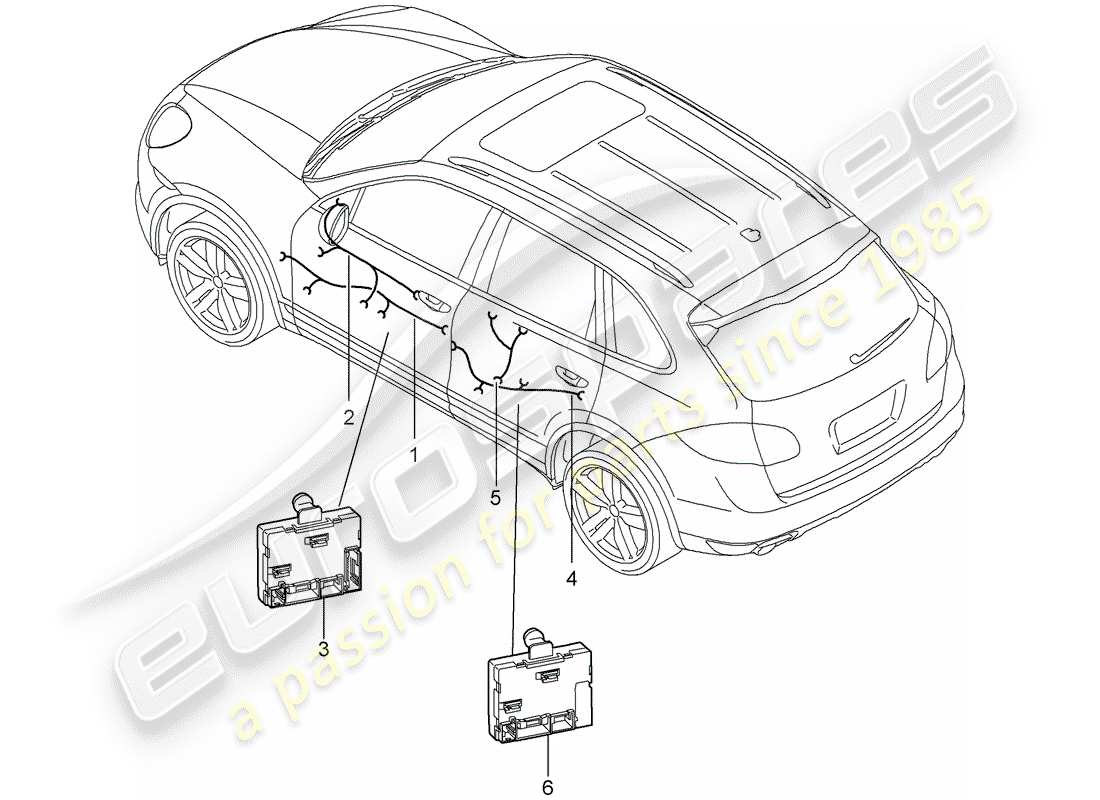 porsche 2014 (cayenne e2 92a) faisceaux de câbles schéma des pièces