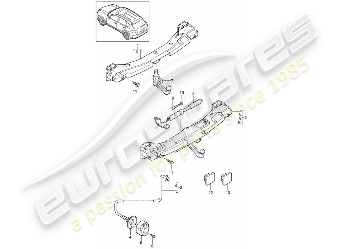 porsche 2011 (cayenne e2 92a) attelage de remorquage schéma des pièces