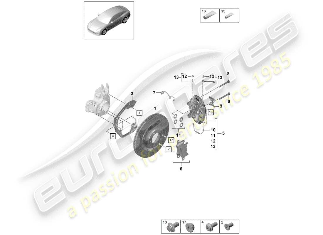 porsche 2019 (panamera 971-1) freins à disque schéma des pièces
