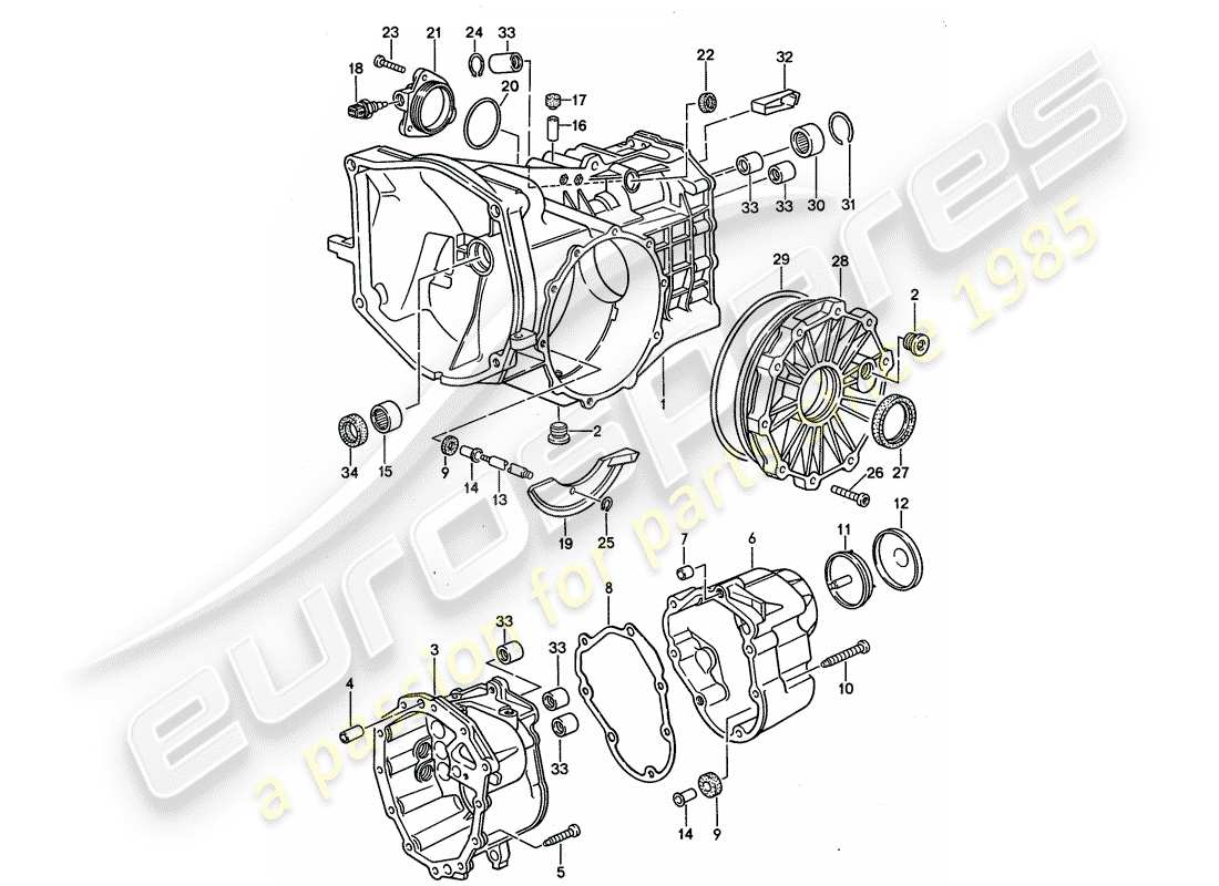 porsche 1994 (968) boite de vitesses manuelle - transmission de remplacement - carter de transmission schéma des pièces