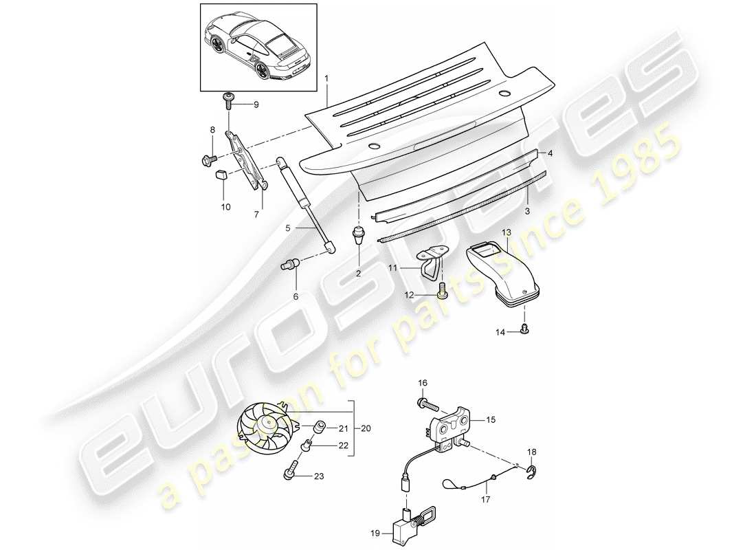 porsche 2012 (997-2 turbo / gt2 rs) couverture diagramme de pièce