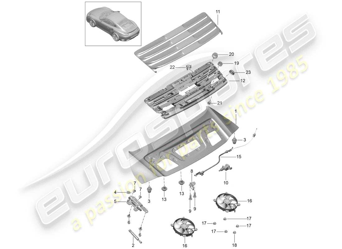 porsche 991 turbo (2020) couverture diagramme de pièce