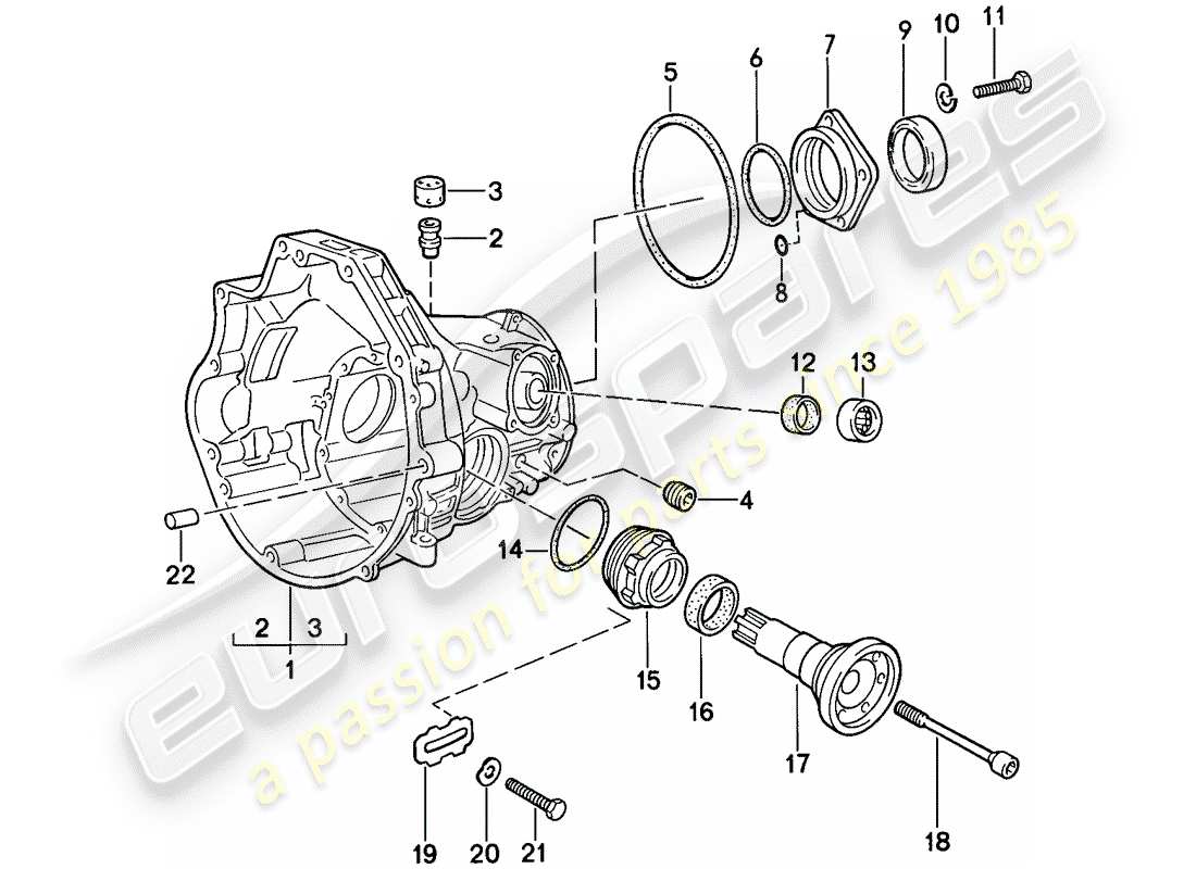 porsche 1986 (944) transmission de remplacement - carter d'entrainement final - pour - transmission automatique schéma des pièces