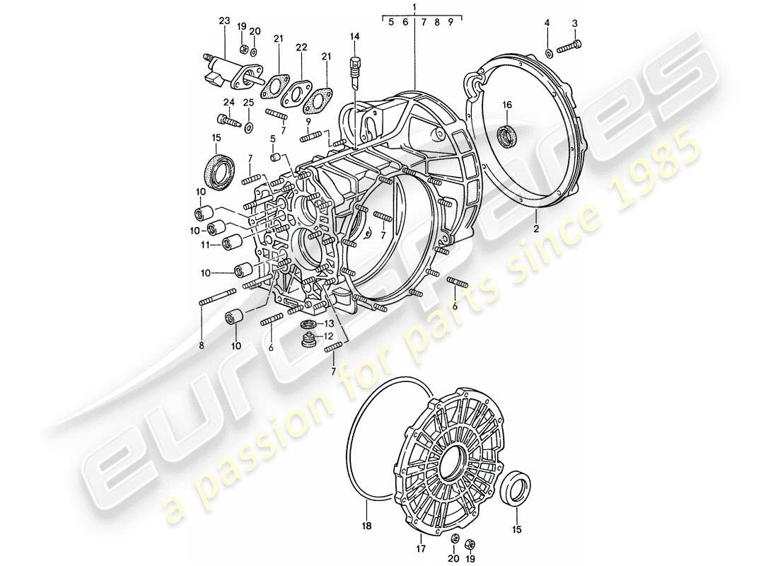 porsche 1987 (959) transmission de remplacement - carter de transmission schéma des pièces