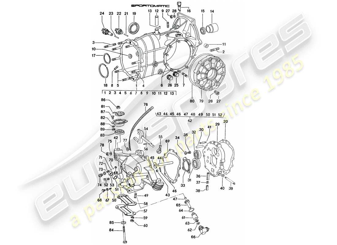 porsche 1976 (914) carter de transmission schéma des pièces