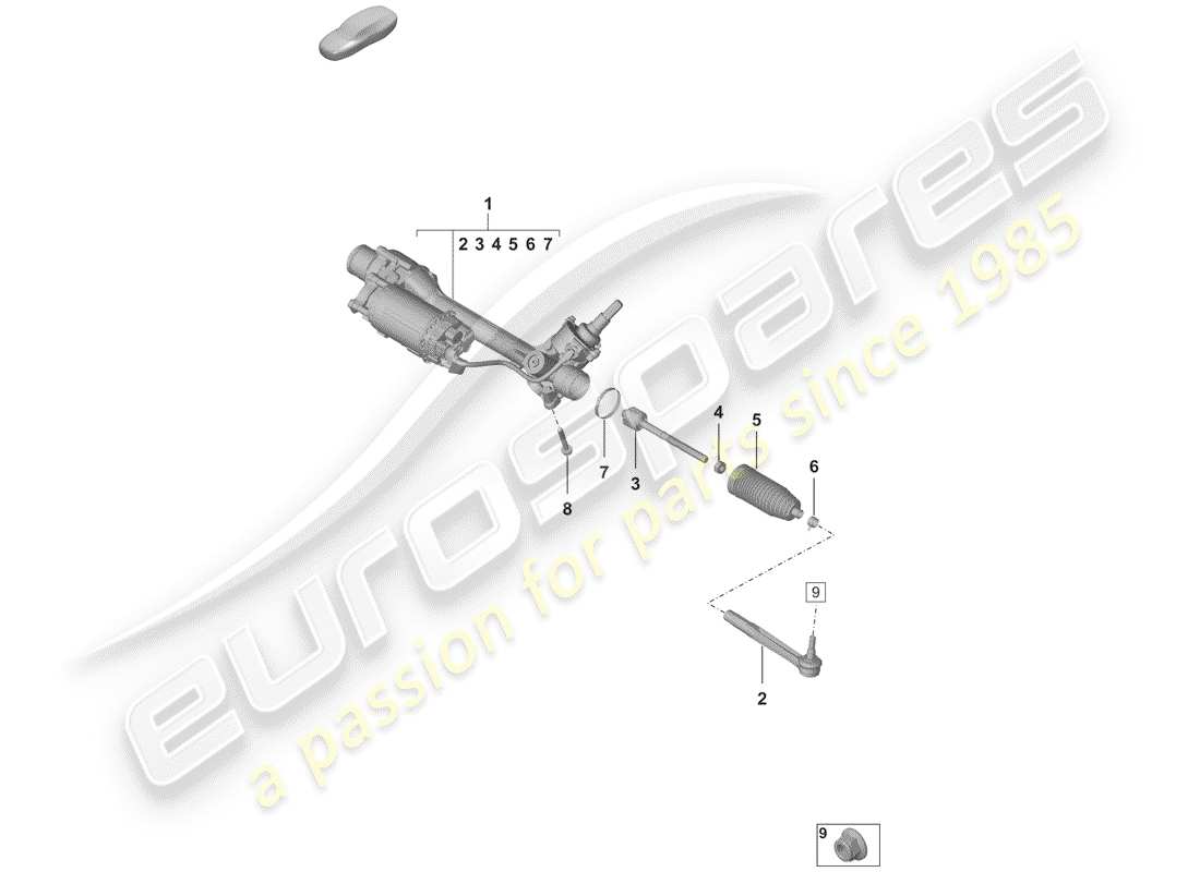 porsche 2019 (992-1) mécanisme de direction schéma des pièces