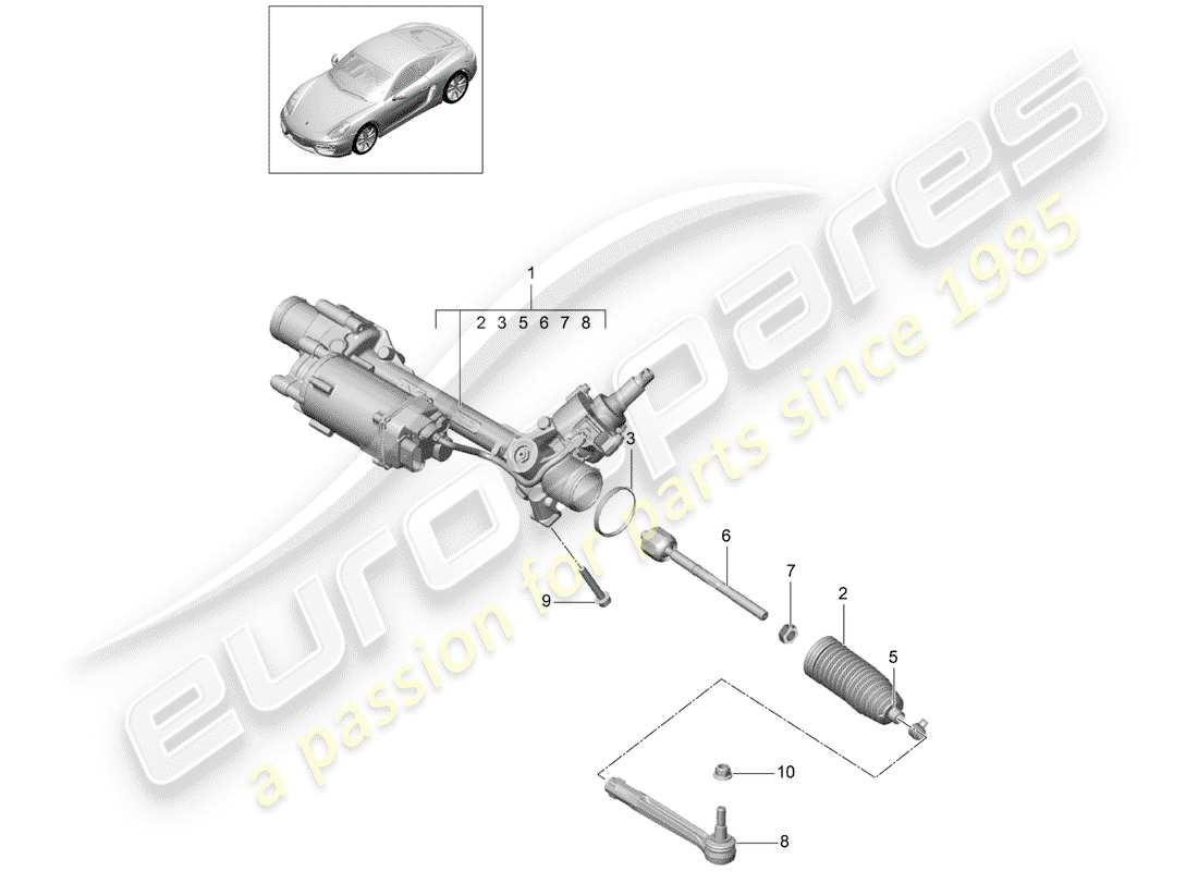porsche 2015 (981 cayman) mécanisme de direction schéma des pièces