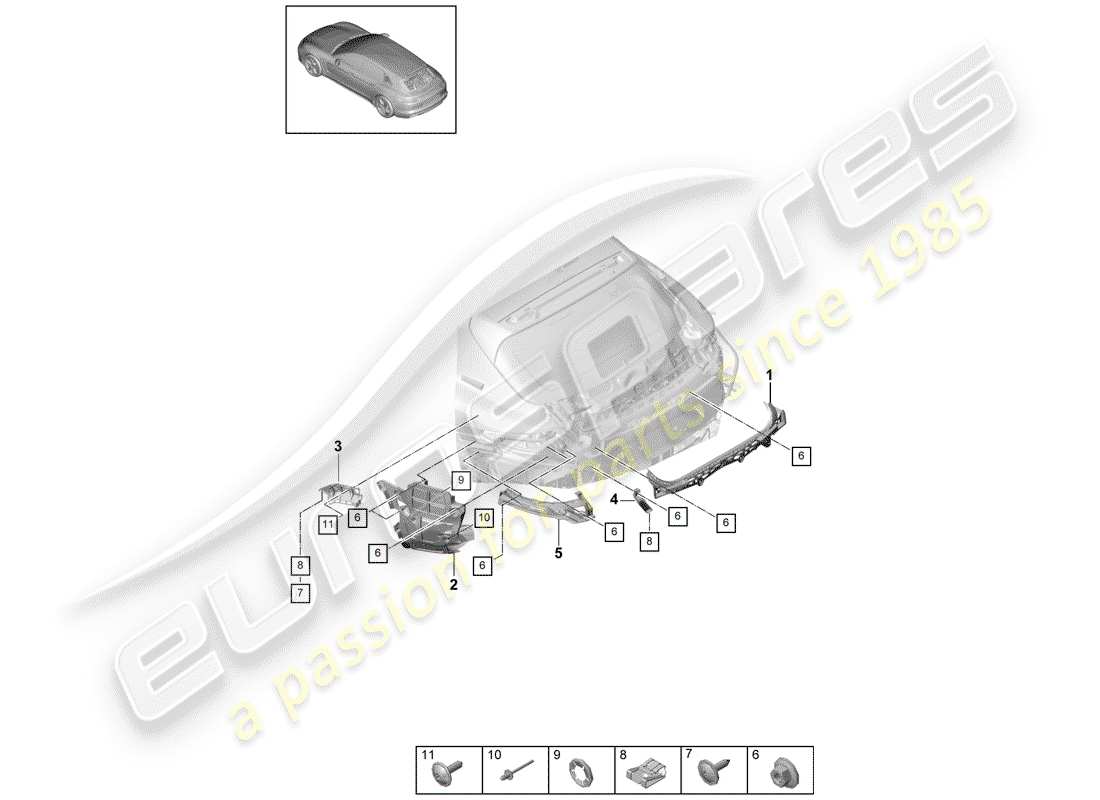 porsche 2019 (panamera 971-1) attaches schéma des pièces