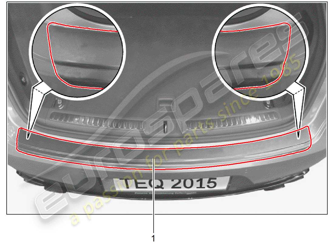 porsche 2019 (tequipment macan) protection du bord de charge schéma des pièces