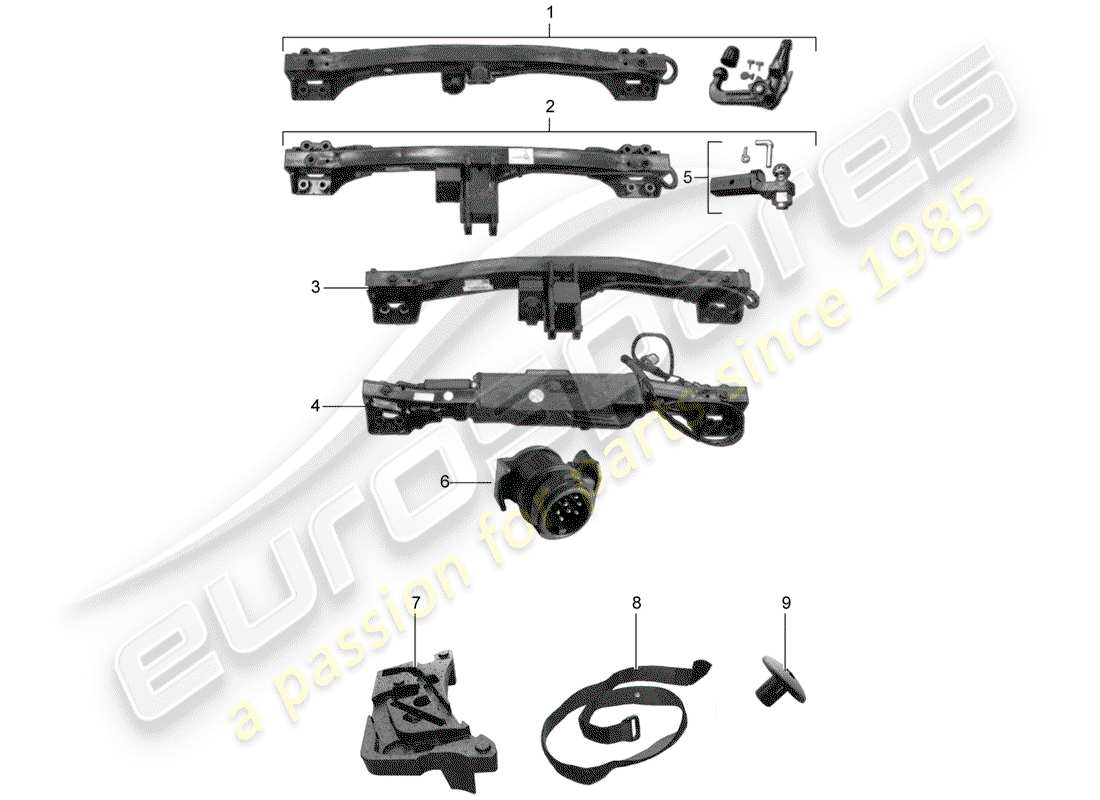 porsche 2011 (tequipment cayenne) attelage de remorquage schéma des pièces