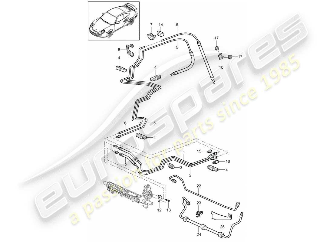porsche 2013 (997-2 turbo / gt2 rs) direction assistée schéma des pièces