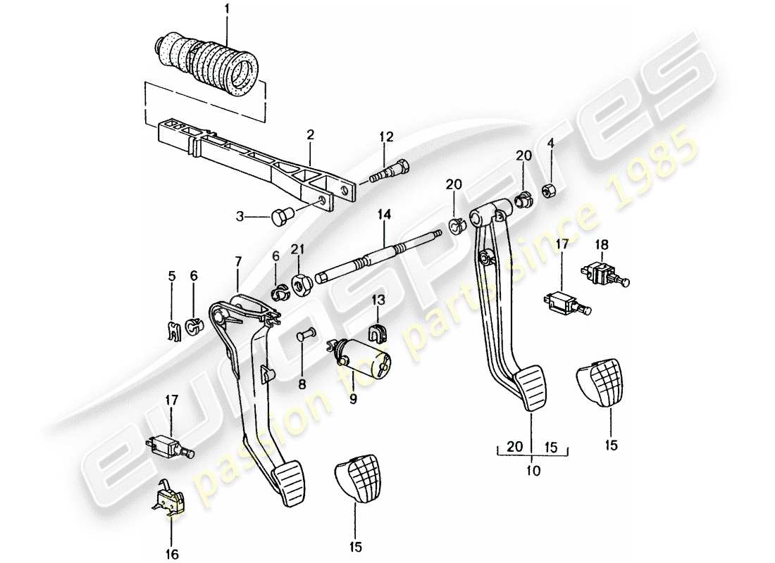 porsche 2002 (996) frein et acc. ensemble de pédales schéma des pièces