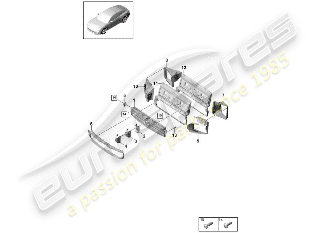 porsche 2019 (panamera 971-1) conduit d'air schéma des pièces