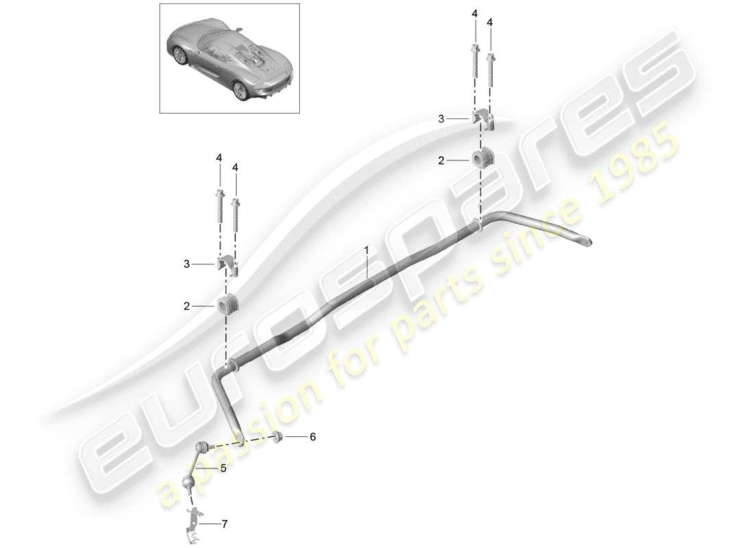 porsche 2015 (918 spyder) schéma des pièces du stabilisateur