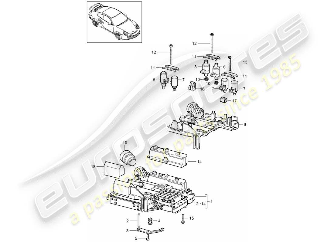 porsche 2008 (997-1 turbo / gt2) tiptronique schéma des pièces