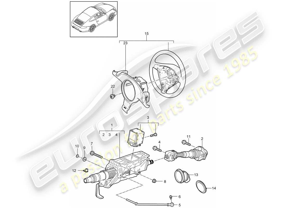 porsche 2012 (997-2 turbo / gt2 rs) tuyau de protection de direction schéma des pièces