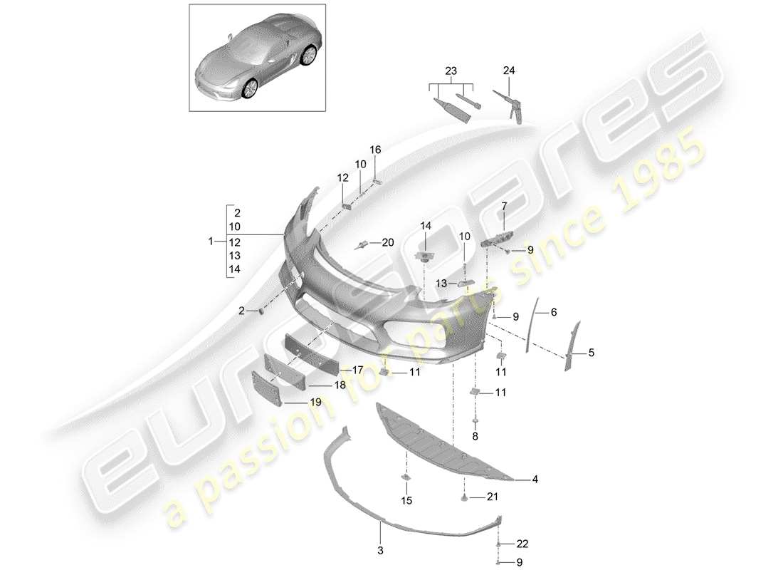 porsche 2016 (981 boxster spyder) schéma des pièces du pare-choc