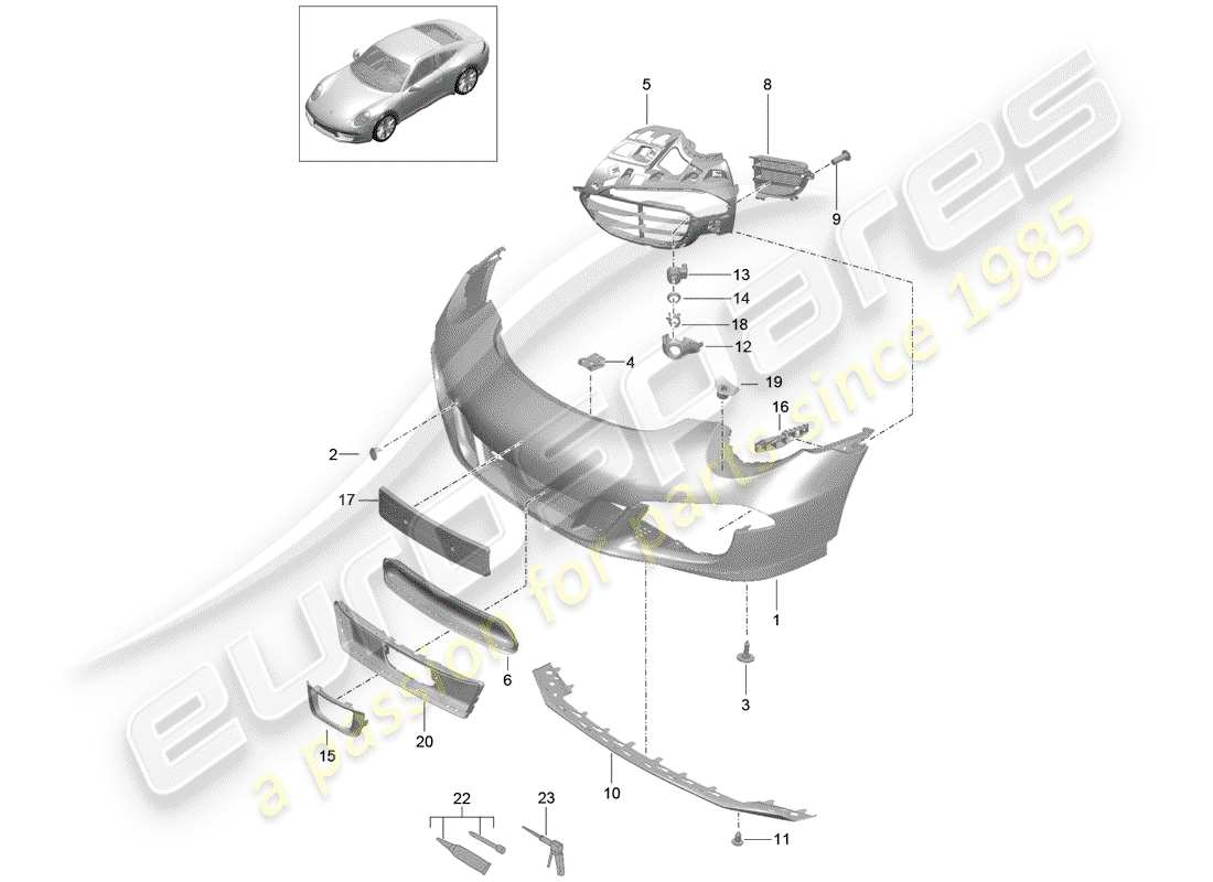 porsche 2015 (991-1) pare-chocs schéma des pièces