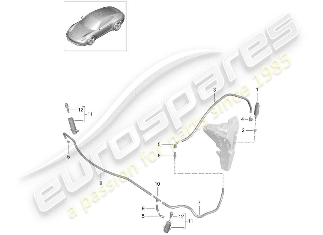 porsche 2015 (991-1) système de lave- rondelle schéma des pièces