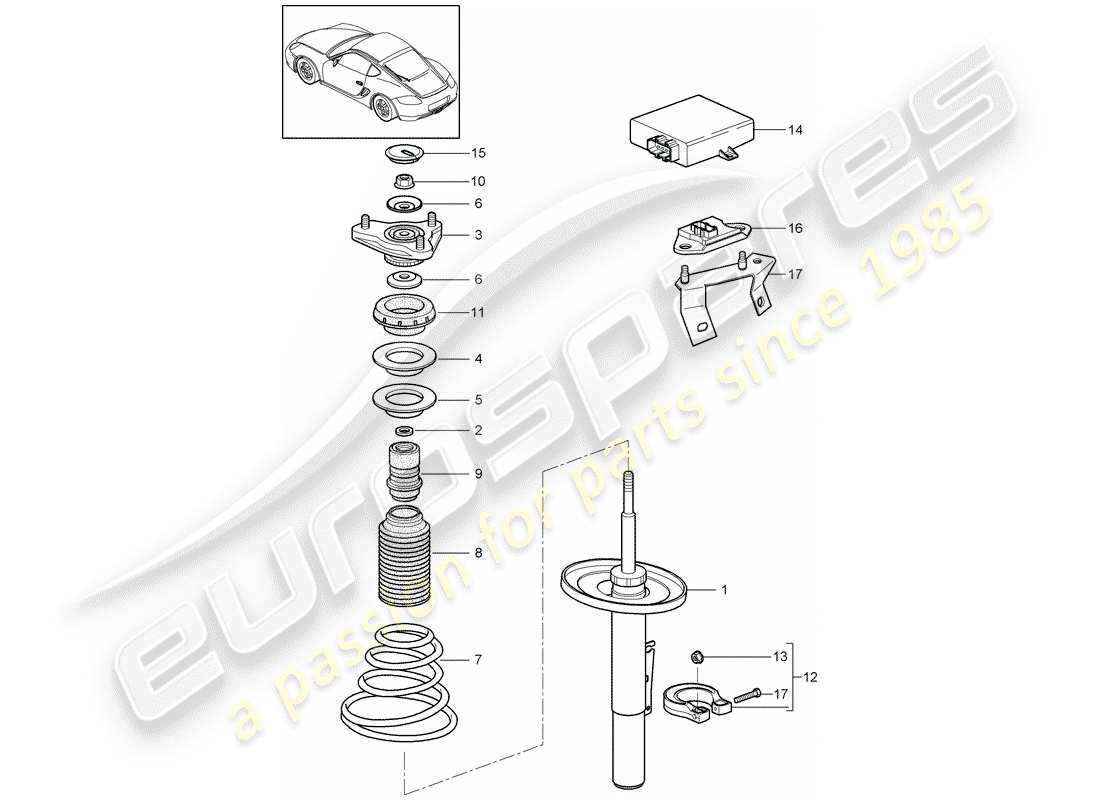 porsche 2011 (987 cayman) suspension schéma des pièces