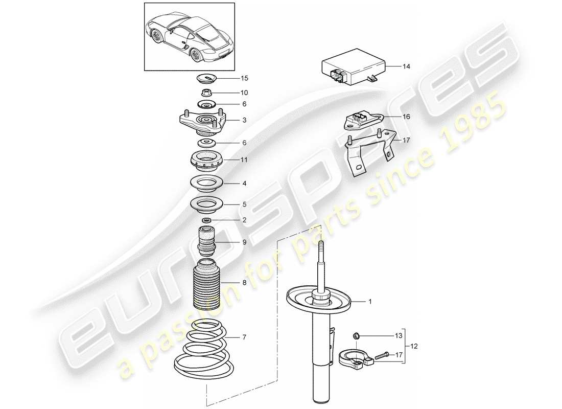porsche cayman 987 (2011) schéma des pièces de suspension